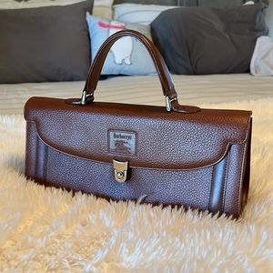 Burberry pebbled brown leather handbag